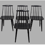 Danish Mid Century Chairs - A set of four J77 ebonised dining chairs designed by Paul Bolther (