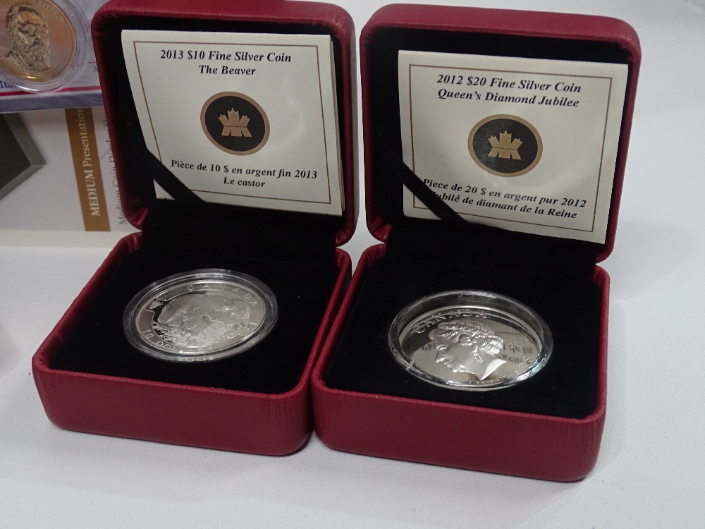 Coins (many cased) - 2012 $ fine silver coin, 2013 $10 fine silver coin, 2014 $20 fine silver - Image 6 of 7