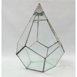 Terrarium - A pentagonal glass terrarium with leaded joints and pointed apex, height 56cm, width
