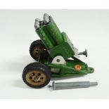 Astra Die Cast - A military field Howizter with six rockets and original plunger, with red Astra