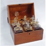 Georgian Decanters and Decanter Box / Tantalus - A Georgian mahogany quarter dome topped decanter