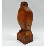 Hawking - A circa 1930 carved oak sculpture of a hawk, signed Ensor verso, height 28.8cm.