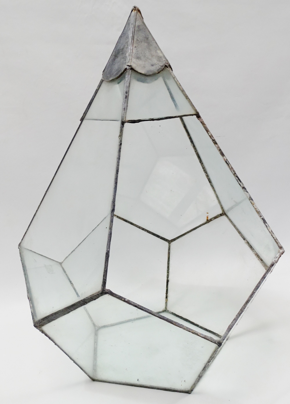 Terrarium - A pentagonal glass terrarium with leaded joints and pointed apex, height 56cm, width - Image 2 of 2