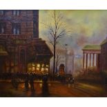 Follower of Atkinson Grimshaw XX An Early Evening London Street Scene Oil on canvas Framed Picture