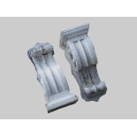 Architectural - A pair of white painted reconstituted stone corbels with scrolling acanthus