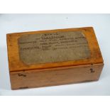Microscope Slides - A pine box with a paper label inscribed 'Chas Collins, Microscope