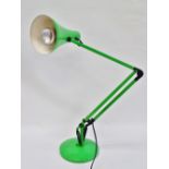 Anglepoise - A model 90 lime green anglepoise lamp with round base, height 88.5cm.