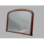 Overmantle Mirror - A Victorian burr walnut semi dome overmantle mirror with crossbanded decoration,