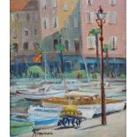 MARGARET HOWMAN Yachts In A Harbour Oil on board Signed Framed Picture size 29.2 x 24.3cm Overall