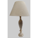 Marble Table Lamp - A mid to late 20th century grey veined marble electric table lamp, height 80cm.