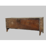 17th Century Sword Chest - An oak six plank coffer opening to reveal candle box, with wire hinges,
