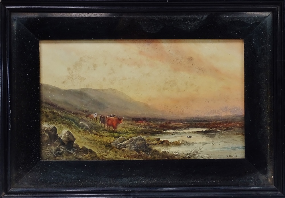 F. PEARSON Sunset On Dartmoor Watercolour Signed and labelled verso with Thomas Walker Newquay label - Image 2 of 4
