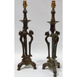 Attributed to Rembrandt Bugatti - A pair of matching bronze cast table lamps with stylised panther