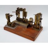 Scale Live Steam Engines - Vickers Armstrong?, three models of brass and aluminium on a mahogany