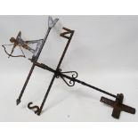 Wrought Iron - A weather vane in the form of an archer with longbow, with wall mounting bracket,