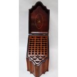 A Late 18th Century Knife Box - A Sheriton inlaid mahogany bow fronted box opening to reveal a spoon