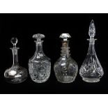 Lead Glass etc. Decanters - A collection of four assorted decanters and stoppers including a
