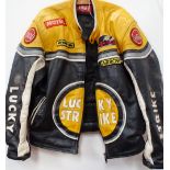 Vintage Fashion - A Lucky Strike leather motorcycle jacket, size large.