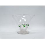 19th Century Glass - A tapering Art Nouveau pedestal foot vase with flared top and green peacock