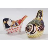 Royal Crown Derby - Two paperweights, Bluetit, height 7cm and Coal Tit, height 4.7cm, boxed.