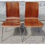 Mid Century Furniture - A pair of bentwood chairs with four chromed legs.