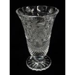 Waterford Crystal - A large cut crystal pedestal vase, height 25.5cm, with labelled box.