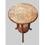 Liberty Table - A early 20th century Japanese carved side table with floral and foliate decoration