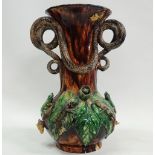 19th Century Pallisy - A very unsual bellied vase applied with snakes, moths, snails, frogs, lizards