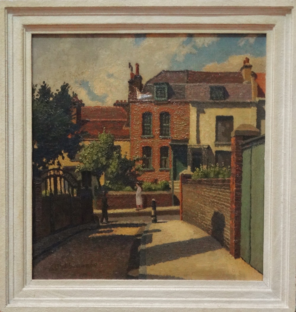A. G. WILLIAMSON Across The Street Oil on canvas Signed Framed Picture size 47 x 44.5cm Overall size - Image 2 of 4