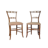 Pair of bedroom chairs - Victorian inlaid bedroom chairs on outswept front legs.