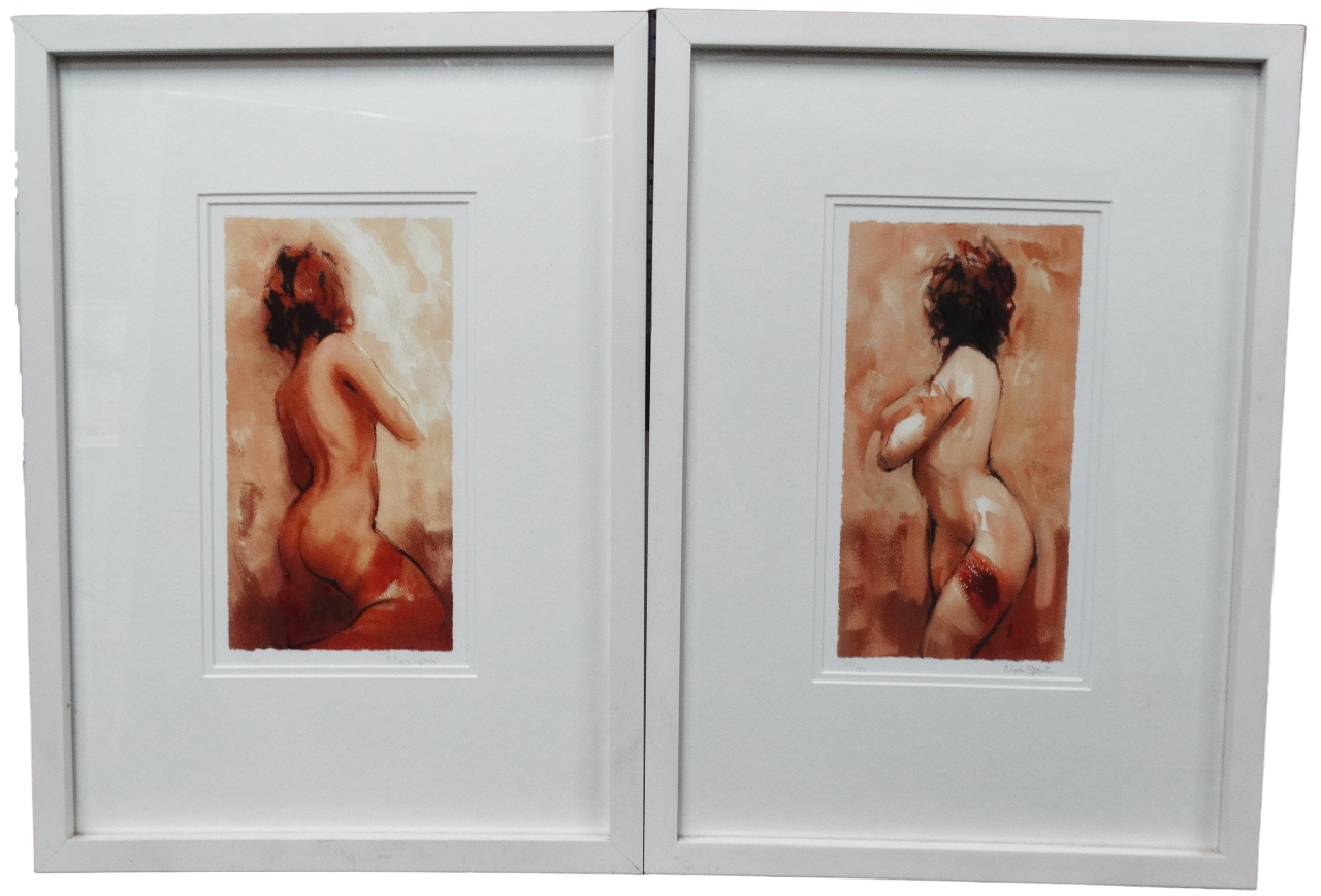 MARK SPAIN (1962) Pair Of Female Nudes Limited edition prints Signed and numbered 115/195 Framed and