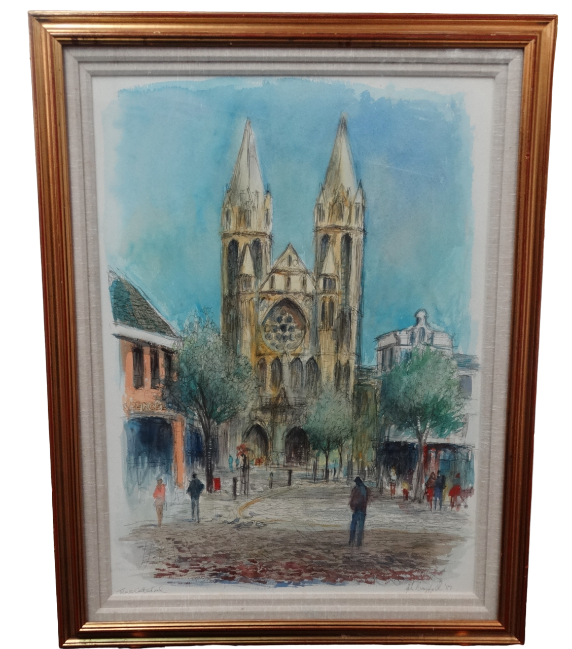 JOHN BAMPFIELD (1947) Truro Cathedral Watercolour and pencil Signed, titled and dated '89 Framed and - Image 2 of 5