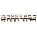 Regency dining chairs - A set of eight bar back chairs to include two carvers, with drop in seats.