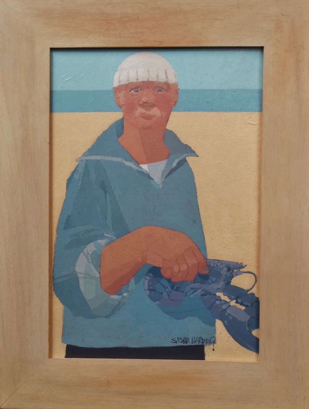 SASHA HARDING (1973) Lobster Man Oil on canvas Signed Framed Picture size 43.5 x 29.5cm Overall size - Image 2 of 4