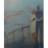 ROSE HILTON (1931-2019) Lovers, Misty Day Oil on canvas Signed and titled verso Framed and glazed