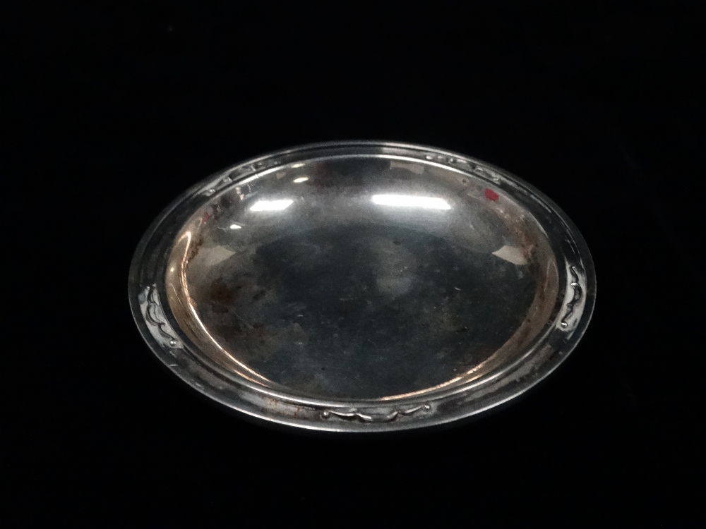 Silver Georg Jensen - A sterling silver small circular tray, inscribed 'Denmark Georg Jensen - Image 3 of 3