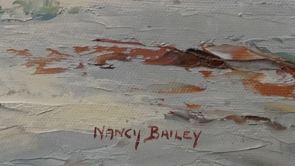 NANCY BAILEY (1913-2012) Chapel Rock, Perranporth Oil on board Signed Framed Picture size 39 x 59. - Image 3 of 4