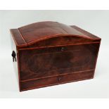 Regency work box - A figured mahogany box with satinwood banding, the domed hinged lid above a