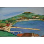 BOB BOURNE (1931-2021) The Harbour Oil on canvas Signed verso Framed Picture size 59.5 x 87cm