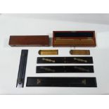 Scientifice etc. - A mixed box of Aston & Hander rulers with off sets, two brass bound ebony