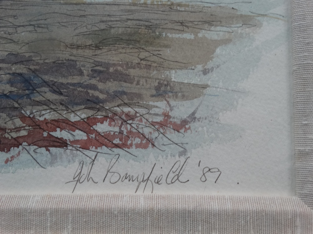 JOHN BAMPFIELD (1947) Truro Cathedral Watercolour and pencil Signed, titled and dated '89 Framed and - Image 3 of 5