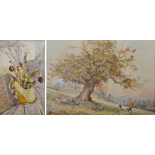 20th Century English School Old Oak With Children Watercolour Indistictly signed and dated 1913