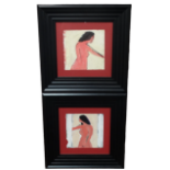 BOB MORLEY (XX-XXI) Pair Of Nudes Oil on board Framed and glazed Picture size 26 x 26cm Overall Size