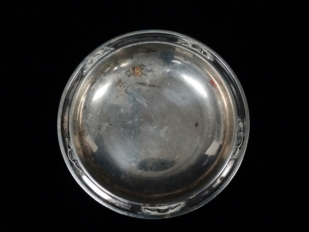 Silver Georg Jensen - A sterling silver small circular tray, inscribed 'Denmark Georg Jensen