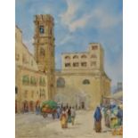 ARTHUR WILDE PARSONS (1854-1931) Piazza Val Verde, Palermo Watercolour Signed and dated 1908