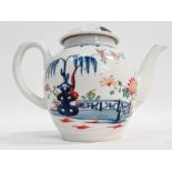 Lowestoft teapot - A polychrome globular teapot in the Chinese taste, height 12.8cm, with