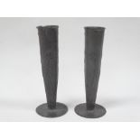 Archibald Knox pewter spill vases - A pair of Liberty & Co Tudric pewter vases of tapering