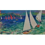 ED HOSKINS (XX-XXI) Sailing Boats, St Mawes Acrylic on board Signed Framed and glazed Picture size