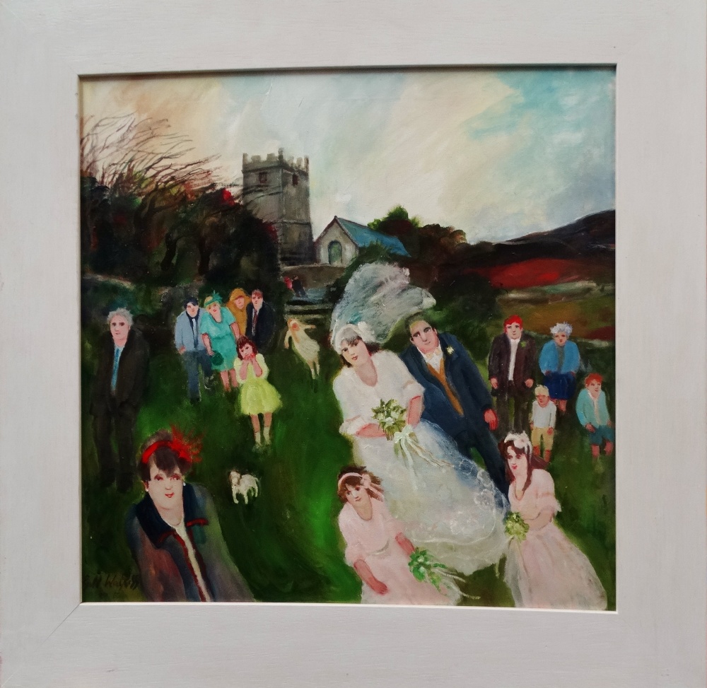 GILL WATKISS (1938) Wedding Day, Towednack Oil on canvas Signed and dated 20.16 Framed Picture - Image 2 of 4