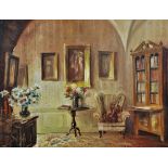 19th Century School The Music Room Oil on wood Indistinctly signed Picture size 30 x 40cm
